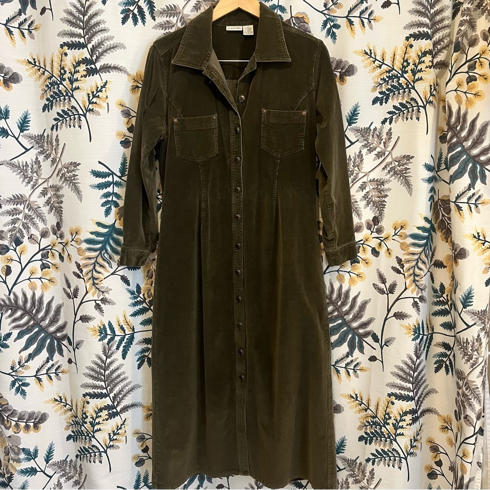 Corduroy dress - maxi dress - olive green - army green